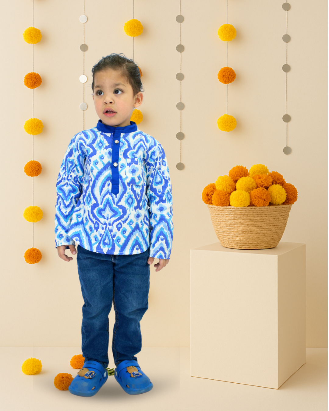 Blue Ripple Ikat Kurta
