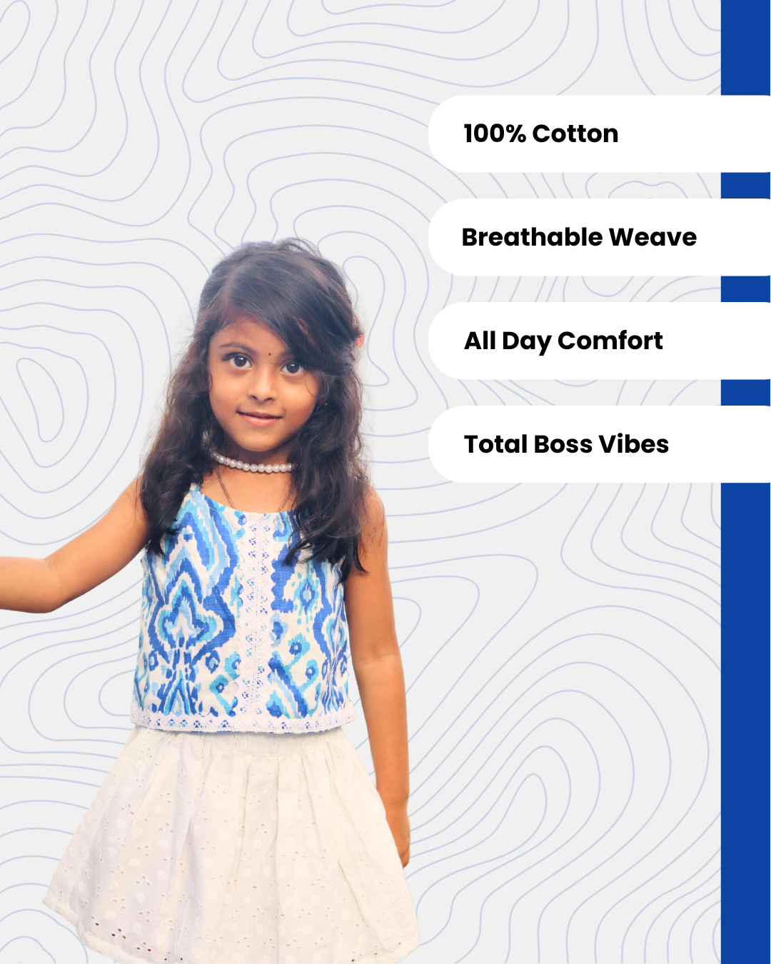 Blue Ripple Ikat Boss Set