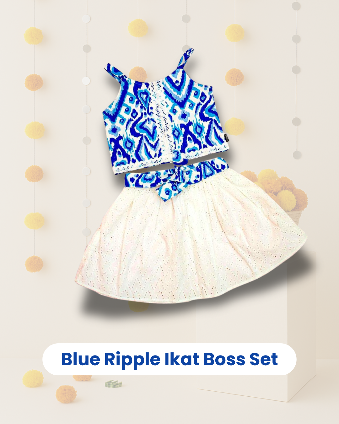 Blue Ripple Ikat Boss Set